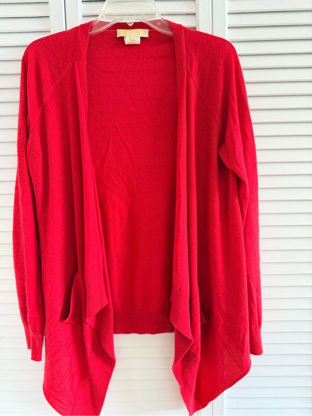 Michael Kors Red Open-Front Draped Cashmere/Silk Cardigan - Medium